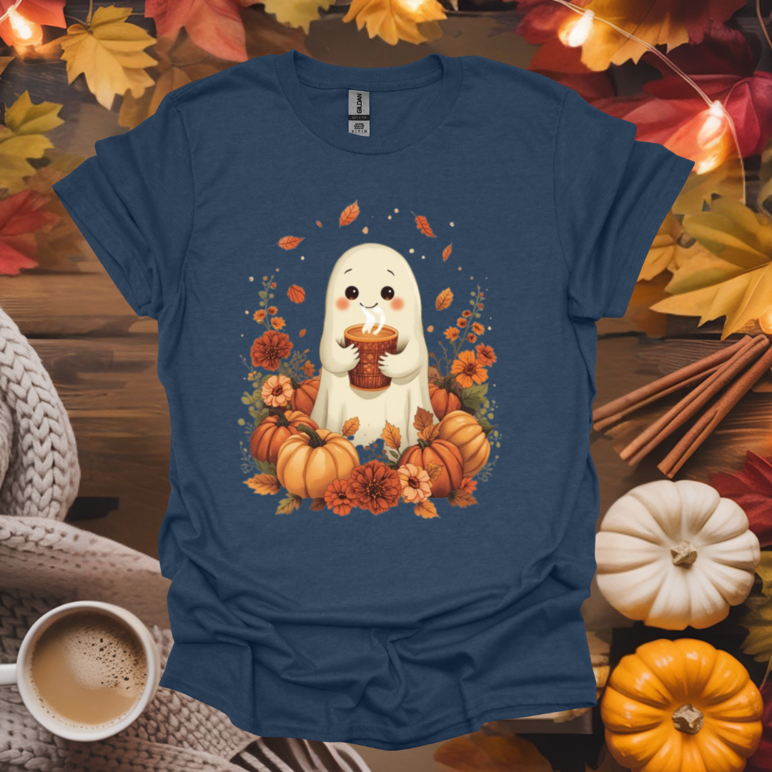 Cute Ghost with Coffee T-Shirt