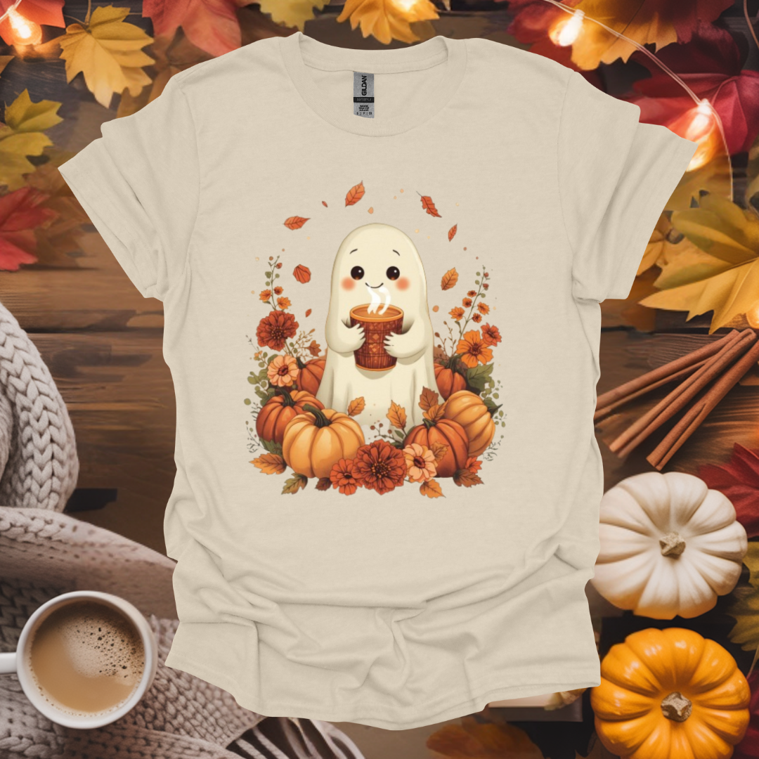 Cute Ghost with Coffee T-Shirt