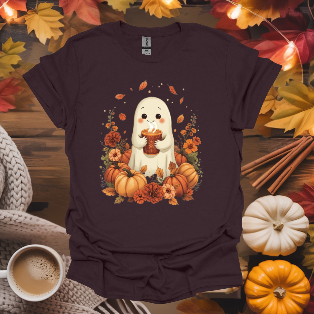 Cute Ghost with Coffee T-Shirt