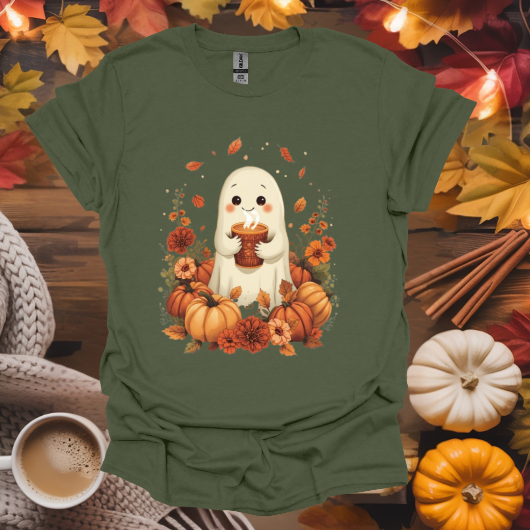 Cute Ghost with Coffee T-Shirt