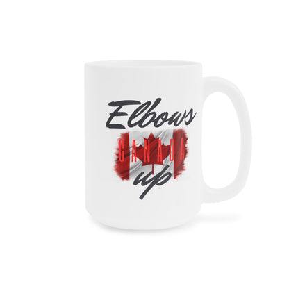 CANADA "Elbows Up Canada" Ceramic Mug (gray writing)